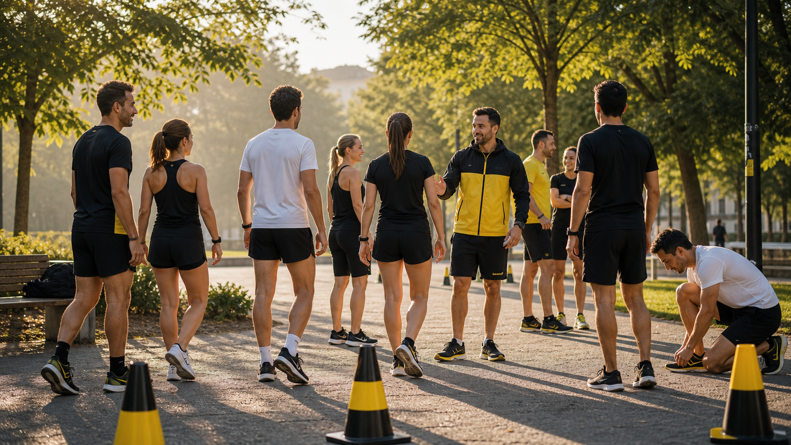 Grupo de corredores llegando a una sesión del Running Club