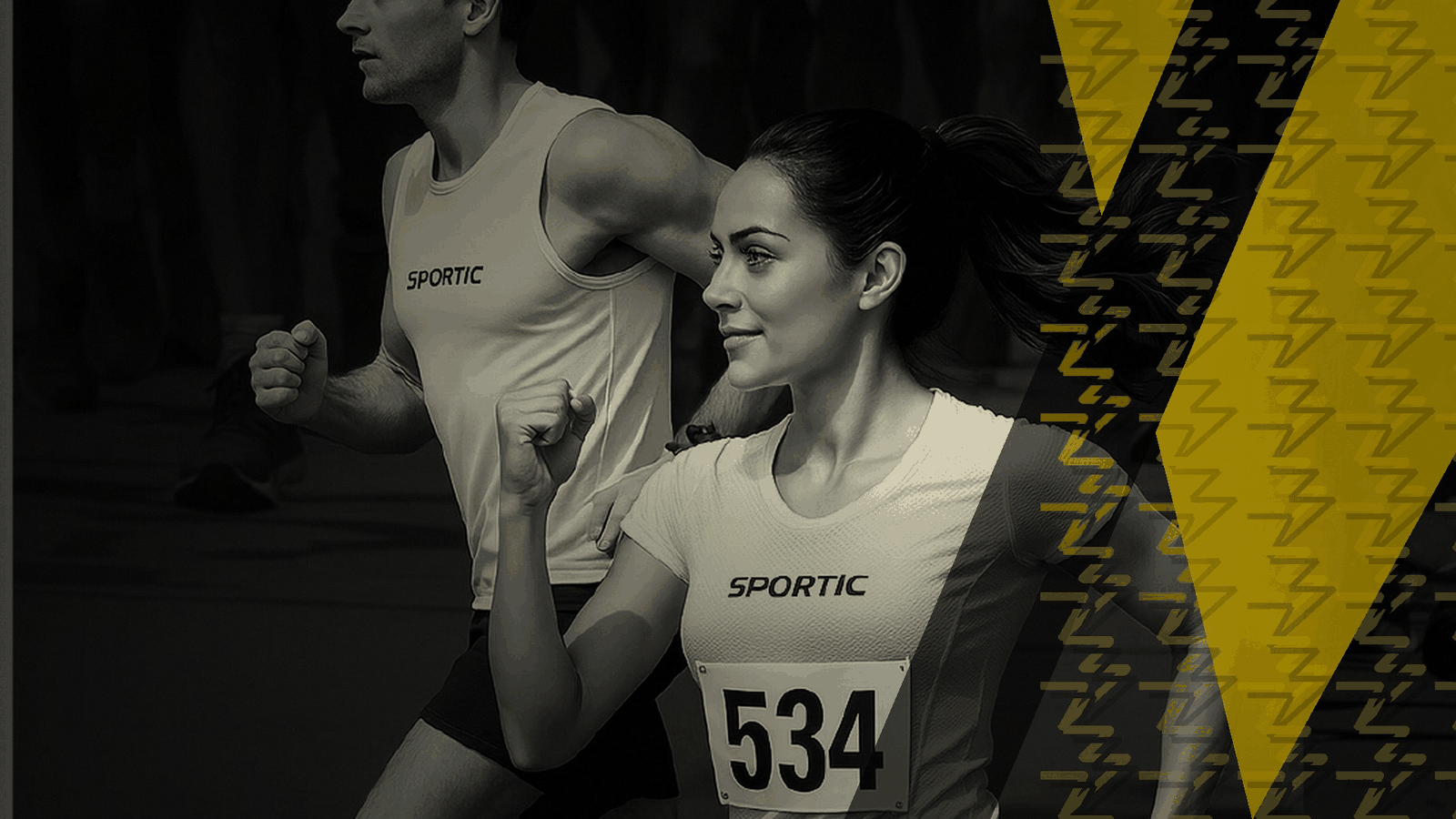 Dos corredores con camiseta Sportic durante una carrera popular
