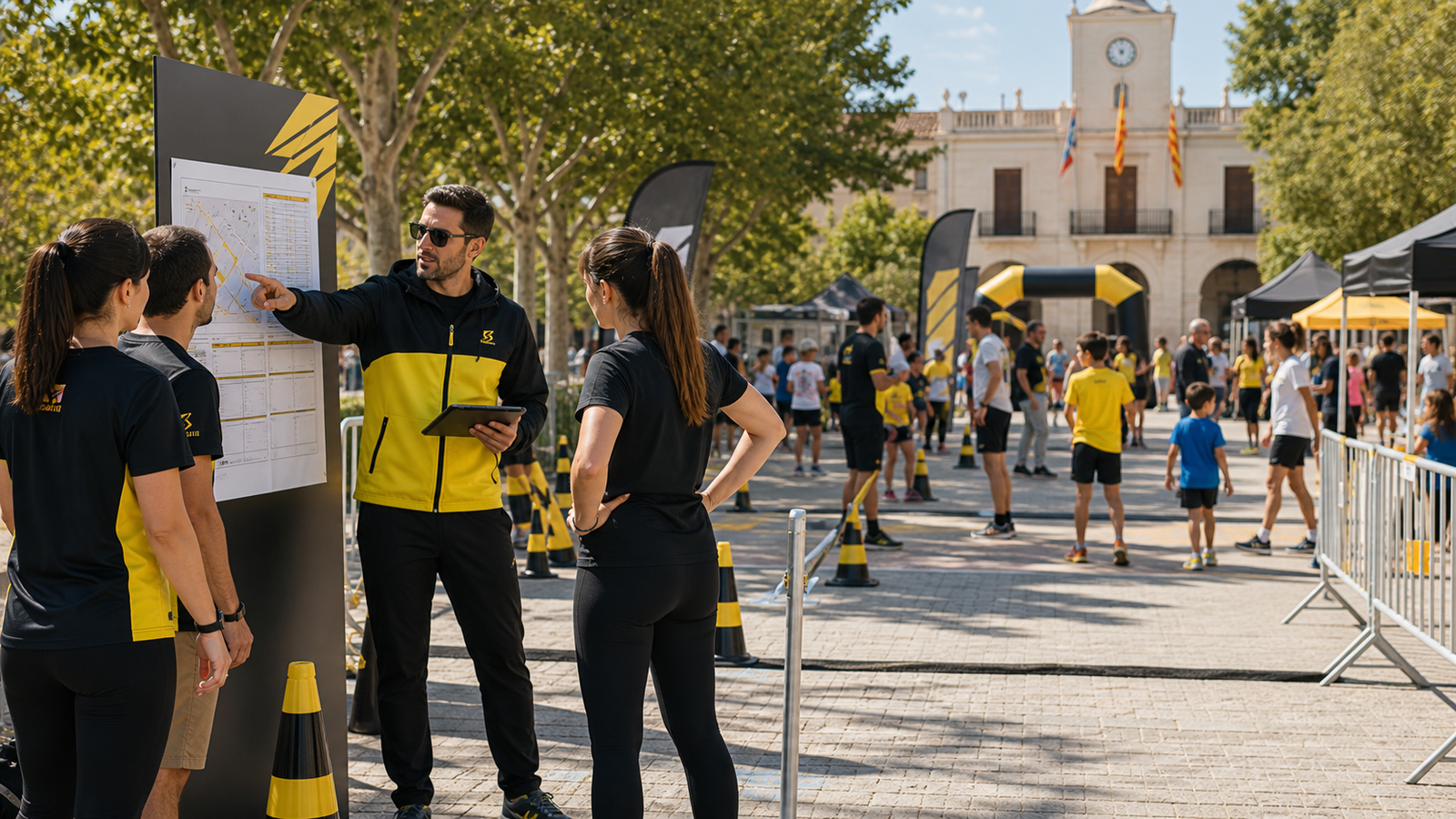 Equipo coordinando un evento deportivo para distintas entidades